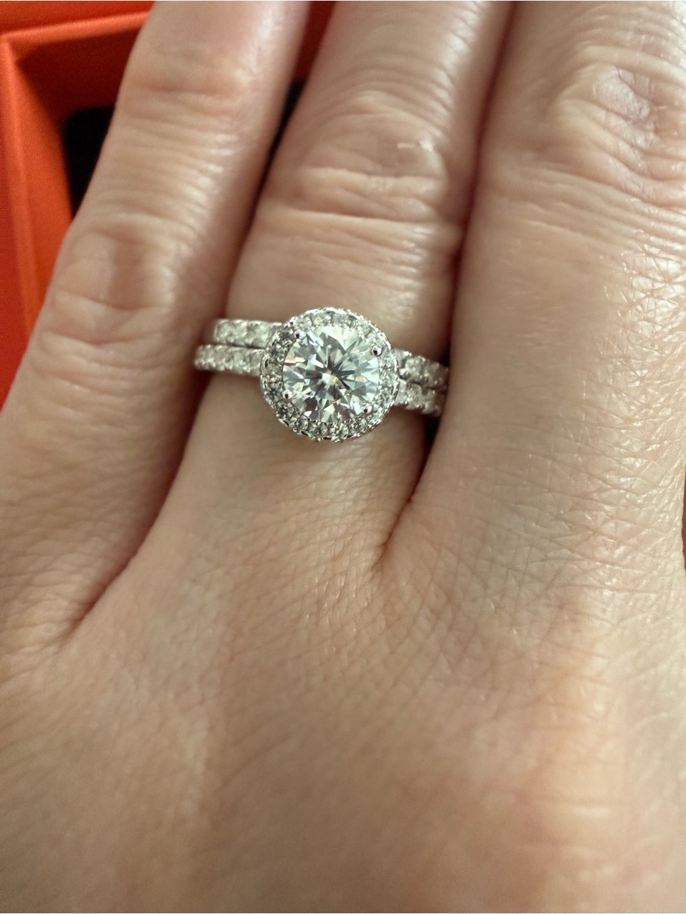 Solid 925 sterling silver Moissanite wedding Ring Set size 7